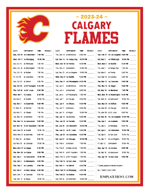 Calgary Flames 2023-24 Printable Schedule