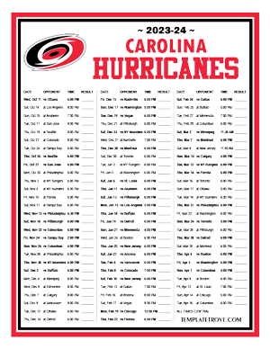 Carolina Hurricanes 2023-24 Printable Schedule - Central Times