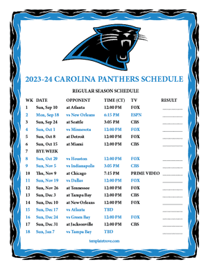 Carolina Panthers 2023-24 Printable Schedule - Central Times