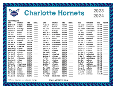 Charlotte Hornets 2023-24 Printable Schedule - Mountain Times