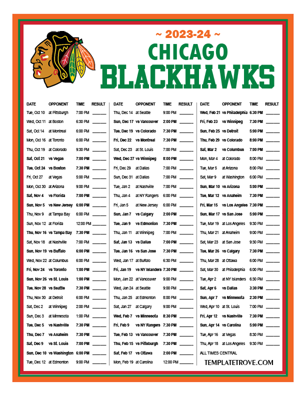 Blackhawks 2024 2024 Printable Schedule Bunni Miofmela