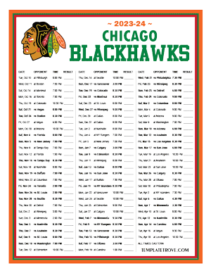 Chicago Blackhawks 2023-24 Printable Schedule