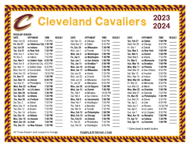 Cleveland Cavaliers 2023-24 Printable Schedule