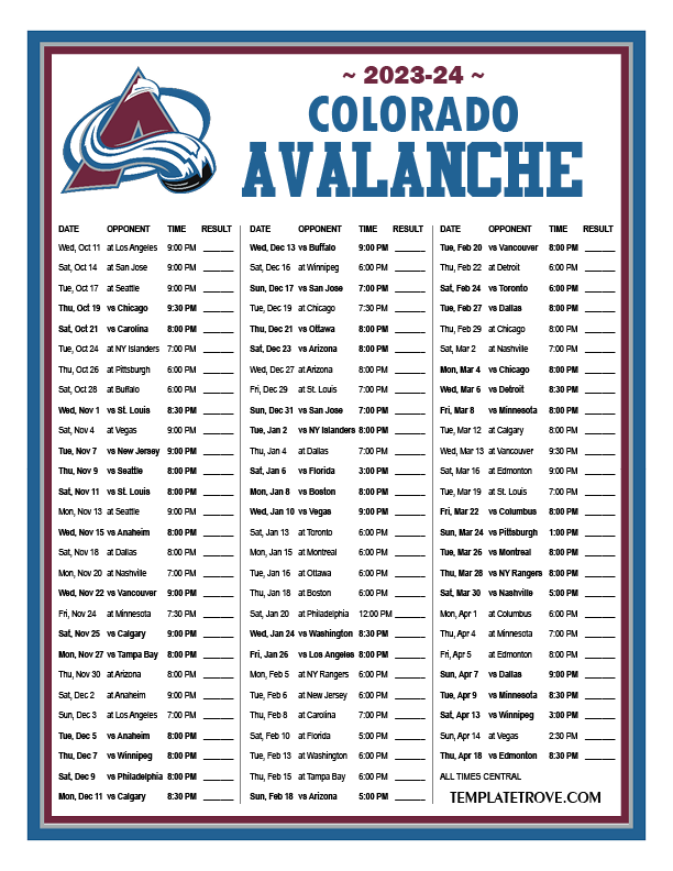 Colorado Avalanche 2023-2024 Schedule, Roster & How to Watch