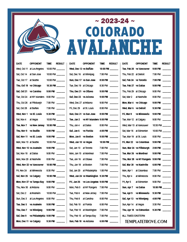 Colorado Avalanche on X: 🥁🥁🥁 The 2023-24 schedule is here