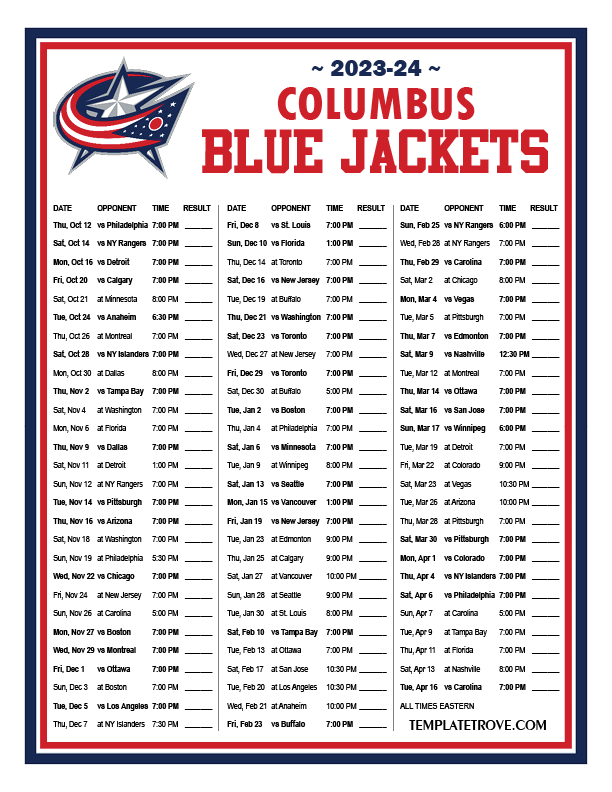 Columbus Blue Jackets announce theme night schedule for 2023-24 season :  r/BlueJackets