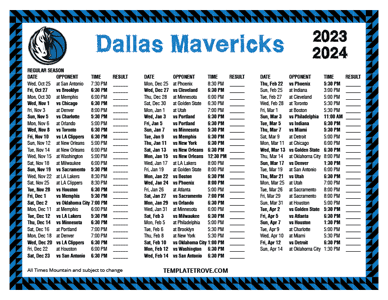 Dallas Mavericks 2023-24 Printable Schedule - Mountain Times
