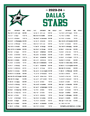 Dallas Stars 2023-24 Printable Schedule