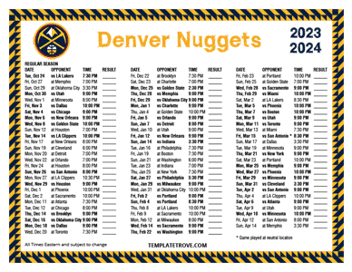 Denver Nuggets 2023-24 Printable Schedule