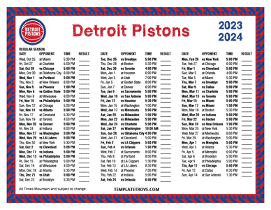 Detroit Pistons 2023-24 Printable Schedule - Mountain Times