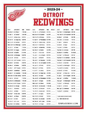 Detroit Red Wings 2023-24 Printable Schedule - Mountain Times
