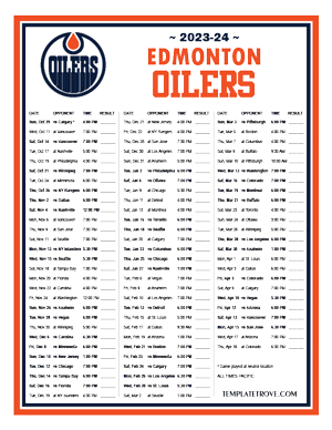 Edmonton Oilers 2023-24 Printable Schedule - Pacific Times