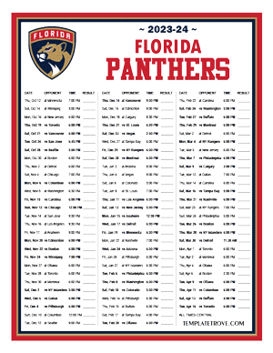 Florida Panthers 2023-24 Printable Schedule - Central Times