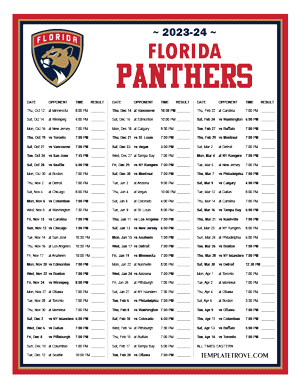 Florida Panthers 2023-24 Printable Schedule