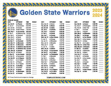 2023-24 Printable Golden State Warriors Schedule - Central Times