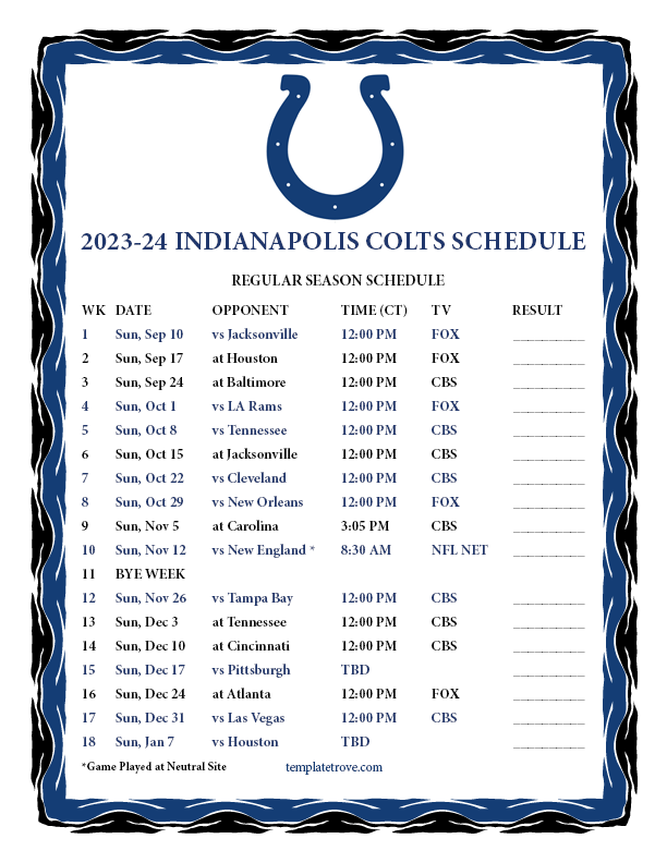 Colts Schedule 2024 Printable Hedi Raeann