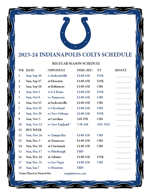 Indianapolis Colts 2023-24 Printable Schedule - Mountain Times