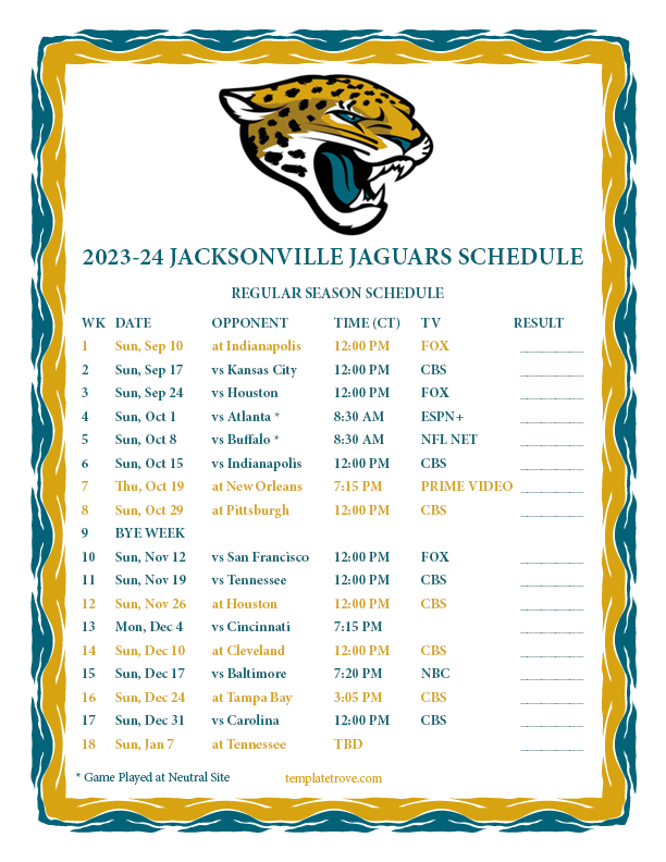 jacksonville jaguars home games