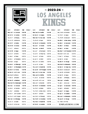 Los Angeles Kings 2023-24 Printable Schedule - Central Times