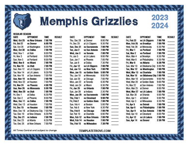2023-24 Printable Memphis Grizzlies Schedule - Central Times