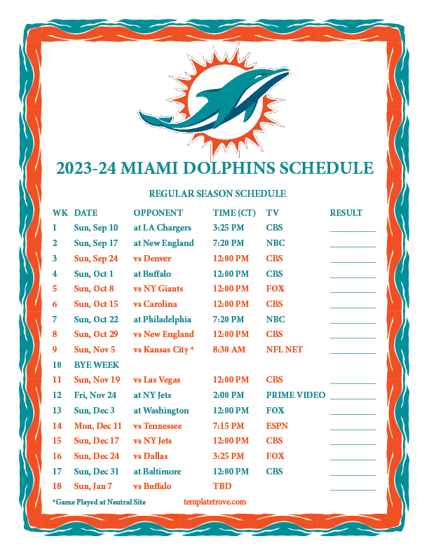 Printable Miami Dolphins Schedule 2024 2025 Cleveland Browns Schedule 2024