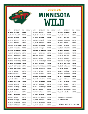 Minnesota Wild 2023-24 Printable Schedule - Central Times