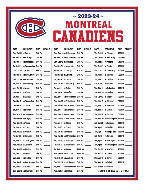 Montreal Canadiens Schedule 2024 Carte Bretagne