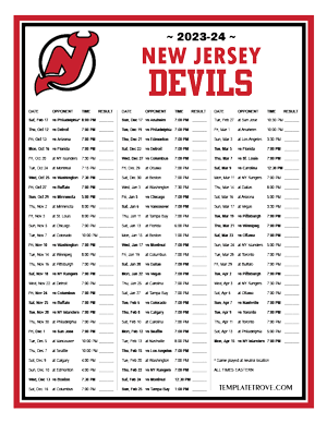 New Jersey Devils 2023-24 Printable Schedule