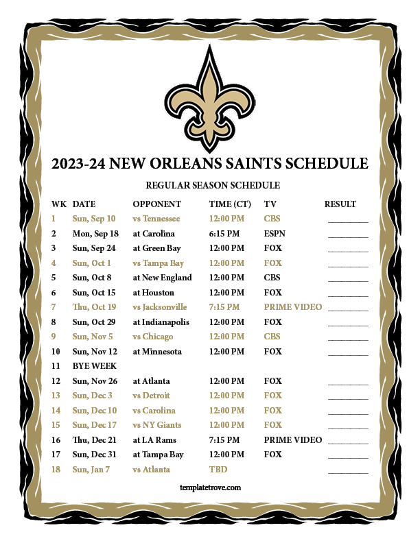 Saints Schedule 2024 2024 Printable Janka Magdalene