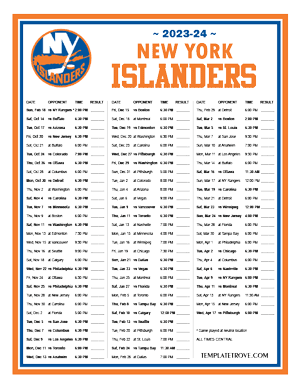 New York Islanders 2023-24 Printable Schedule - Central Times
