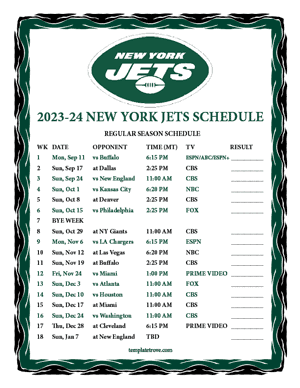 New York Jets 2023-24 Printable Schedule - Mountain Times