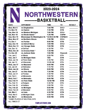Northwestern Wildcats Basketball 2023-24 Printable Schedule - Central Times