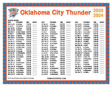 2023-24 Printable Oklahoma City Thunder Schedule - Central Times