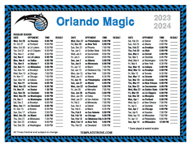 2023-24 Printable Orlando Magic Schedule - Central Times