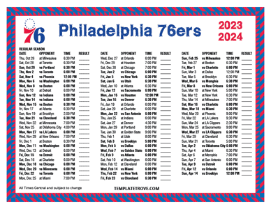 2023-24 Printable Philadelphia 76ers Schedule - Central Times