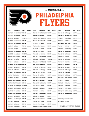 Philadelphia Flyers 2023-24 Printable Schedule - Central Times