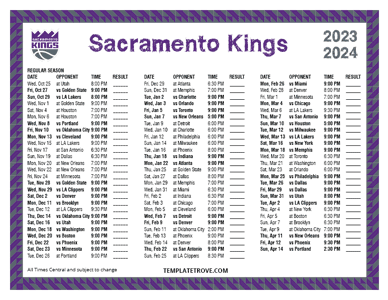 2023-24 Printable Sacramento Kings Schedule - Central Times
