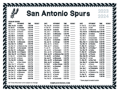 San Antonio Spurs 2023-24 Printable Schedule - Mountain Times