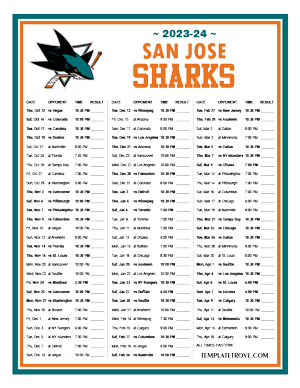 San Jose Sharks 2023-24 Printable Schedule