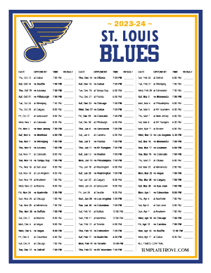 St. Louis Blues 2023-24 Printable Schedule - Central Times