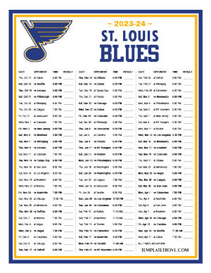 St. Louis Blues 2023-24 Printable Schedule - Mountain Times