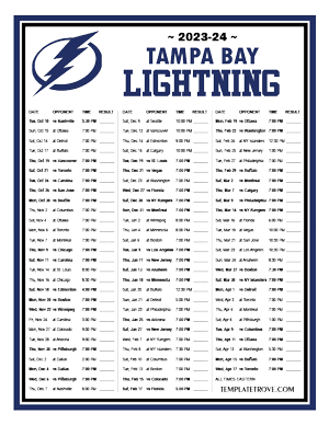 Tampa Bay Lightning 2023-24 Printable Schedule