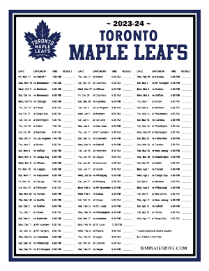 Toronto Maple Leafs 2023-24 Printable Schedule - Central Times