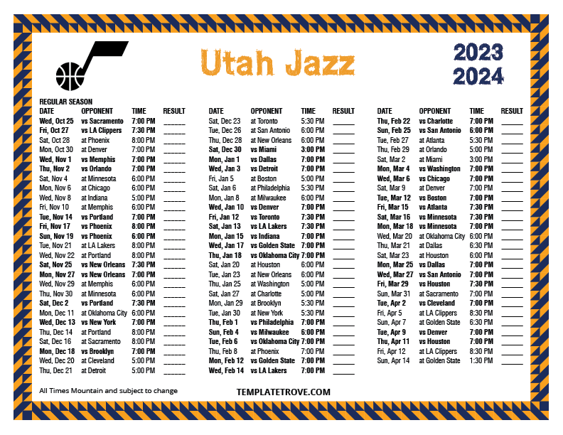 Utah Jazz Release 2023-24 Schedule