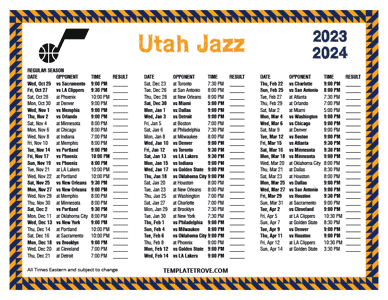 Utah Jazz 2023-24 Printable Schedule