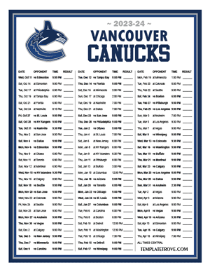 Vancouver Canucks 2023-24 Printable Schedule - Central Times