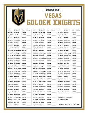 Vegas Golden Knights 2023-24 Printable Schedule - Central Times
