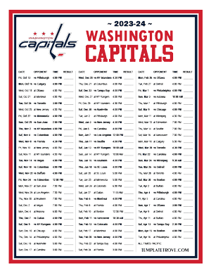 Washington Capitals 2023-24 Printable Schedule - Pacific Times
