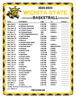 Wichita State Shockers Basketball 2023-24 Printable Schedule - Central Times