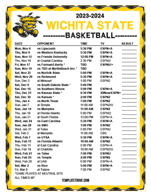 Wichita State Shockers Basketball 2023-24 Printable Schedule - Mountain Times